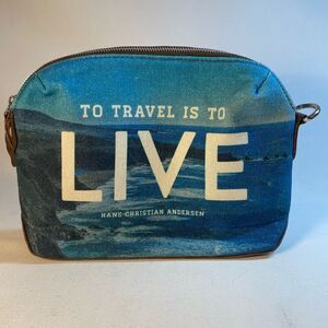 To travel is to live travel literary quote bag ocean scene pouch two's company